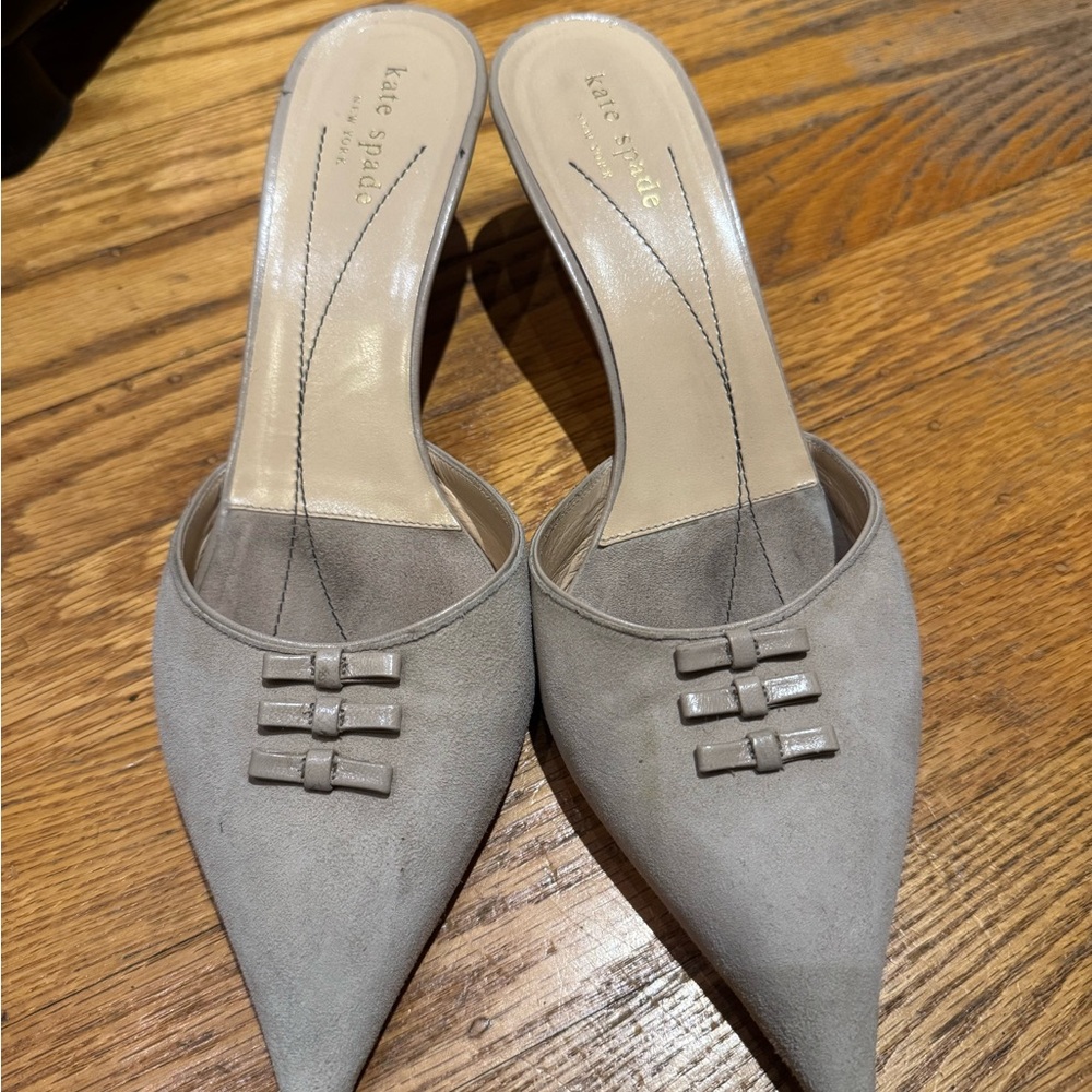 Kate Spade Beige Mules with Pointed Toe and Suede Finish